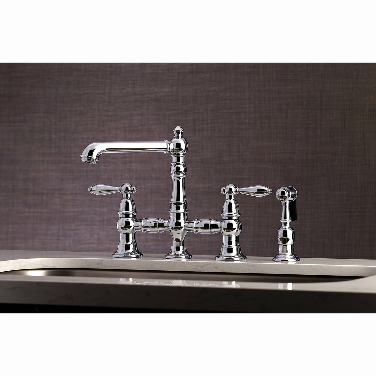 Kingston Brass KS7271ALBS Kitchen Faucet with Side Sprayer, Polished Chrome