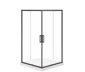 MAAX 107486-900-340-000 Scarlet 42 x 42 Acrylic Corner Drain Shower Kit in White with Clear Glass in Matte Black