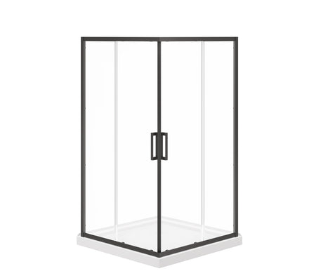 MAAX 107486-900-340-000 Scarlet 42 x 42 Acrylic Corner Drain Shower Kit in White with Clear Glass in Matte Black