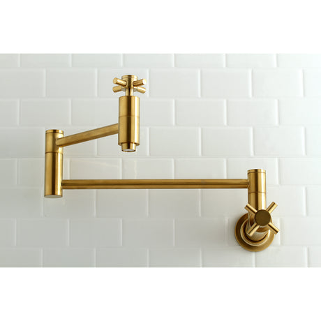 Kingston Brass KS8107DX Concord Wall Mount Pot Filler Kitchen Faucet, Brushed Brass