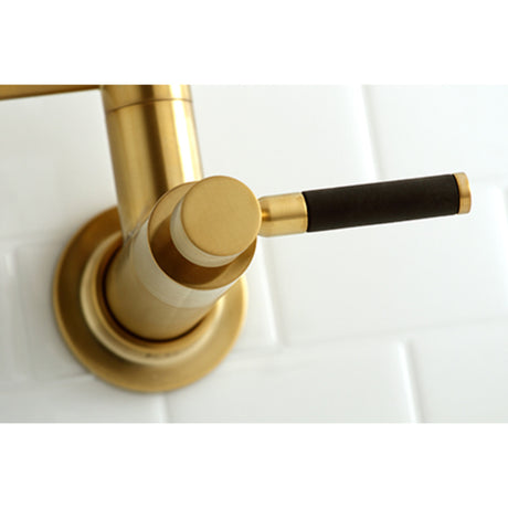 Kingston Brass KS8107DKL Concord Wall Mount Pot Filler Kitchen Faucet, Brushed Brass