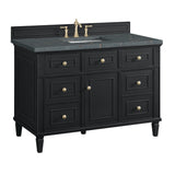 Lorelai 48" Single Vanity, Black Onyx w/ 3 CM Parisien Bleu Silestone Top w/FreePower Wireless Charger