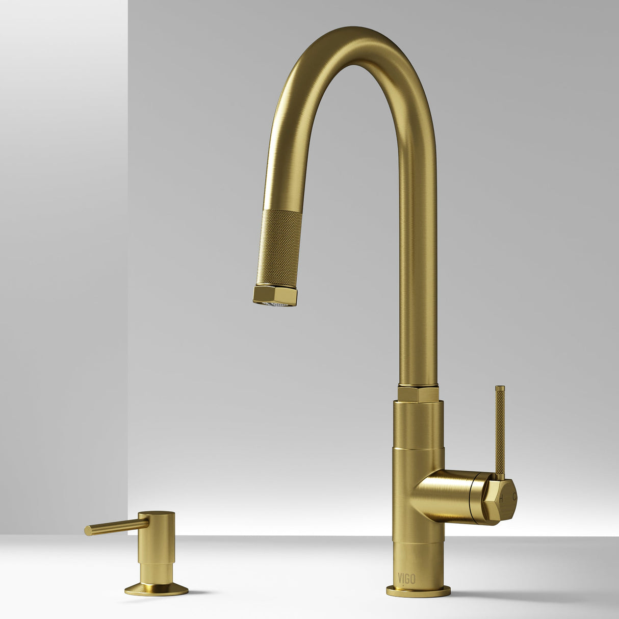 VIGO Hart Arched Kitchen Faucet in Matte Brushed Gold VG02035MG
