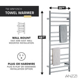 ANZZI TW-WM105CH Elgon 14-Bar Stainless Steel Wall Mounted Towel Warmer Rack with Polished Chrome Finish