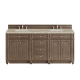 Bristol 72" Double Vanity, Whitewashed Walnut, w/ 3 CM Tajnar Eclos Top