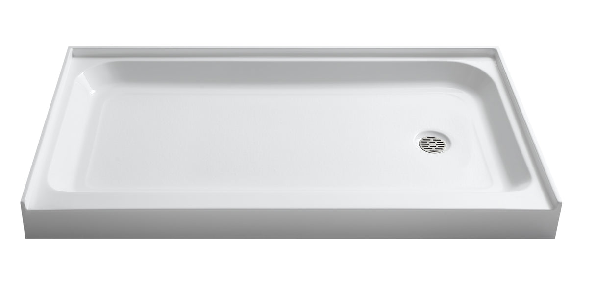 ANZZI SB-AZ04RD-R Jebel 36 x 60  in. Right Drain Single Threshold Shower Base in White