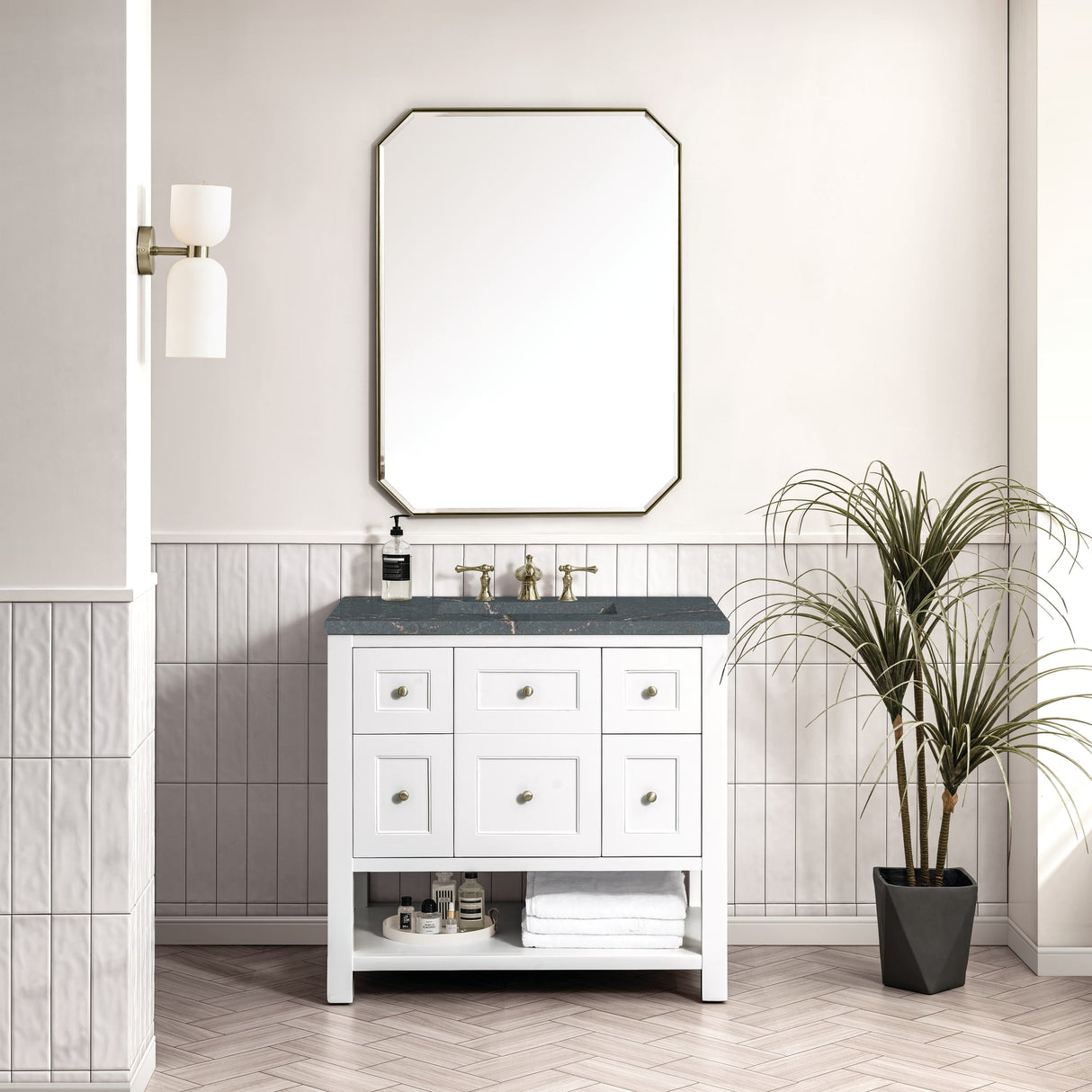 Breckenridge 36" Single Vanity, Bright White w/ 3 CM Parisien Bleu Top