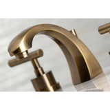 Kingston Brass KS4983CML Manhattan 8" Widespread Bathroom Faucet, Antique Brass