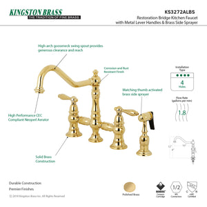 Kingston Brass KS3272ALBS Kitchen Faucet with Side Sprayer, Polished Brass