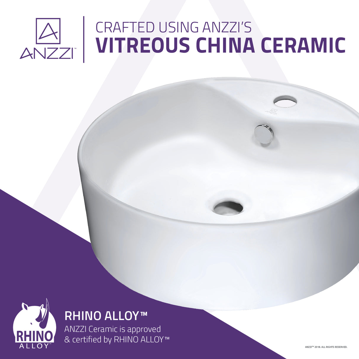 ANZZI LS-AZ129 Vitruvius Series Ceramic Vessel Sink in White