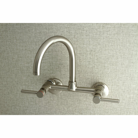 Kingston Brass Concord 8-Inch Adjustable Center Wall Mount Kitchen Faucet, Brushed Nickel