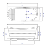 ALFI brand AB1105 63" Free Standing Cedar Wooden Bathtub