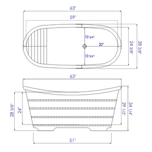 ALFI brand AB1105 63" Free Standing Cedar Wooden Bathtub