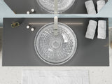 ANZZI LS-AZ904 Diamante Round Clear Glass Vessel Bathroom Sink with Faceted Pattern