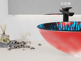 ANZZI LS-AZ916 Belissima Round Glass Vessel Bathroom Sink with Stellar Burst Finish