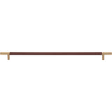 Atlas Homewares Zanzibar Brown Appliance Pull 17 Inch (c-c) Leather Warm Brass