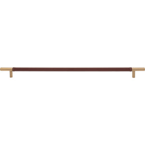 Atlas Homewares Zanzibar Brown Appliance Pull 17 Inch (c-c) Leather Warm Brass