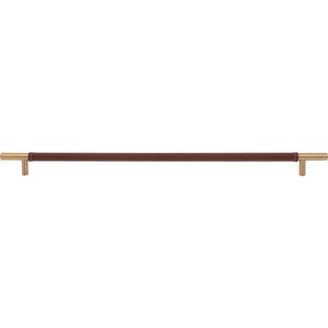 Atlas Homewares Zanzibar Brown Appliance Pull 17 Inch (c-c) Leather Warm Brass