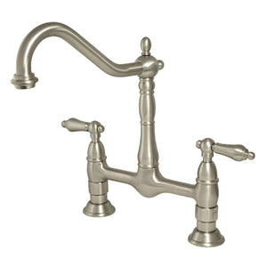 Kingston Brass KS1178AL Heritage Bridge Kitchen Faucet, Brushed Nickel