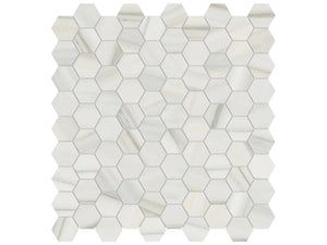 1.25 Inch Mayfair Zebrino Polished Porcelain Hexagon Mosaics. 1 Sheet = .97 Sq. Ft. 1.25