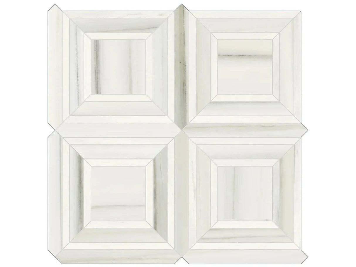 Anatolia Tile Mayfair Zebrino Piazza Polished Porcelain Mosaics. 1 Sheet = .96 Sq. Ft. 4501-0158-1 Zebrino Piazza - premium natural stone mosaic tile from Anatolia Tile, available at PoshHaus showroom in Keene, NH