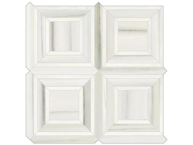 Anatolia Tile Mayfair Zebrino Piazza Polished Porcelain Mosaics. 1 Sheet = .96 Sq. Ft. 4501-0158-1 Zebrino Piazza - premium natural stone mosaic tile from Anatolia Tile, available at PoshHaus showroom in Keene, NH