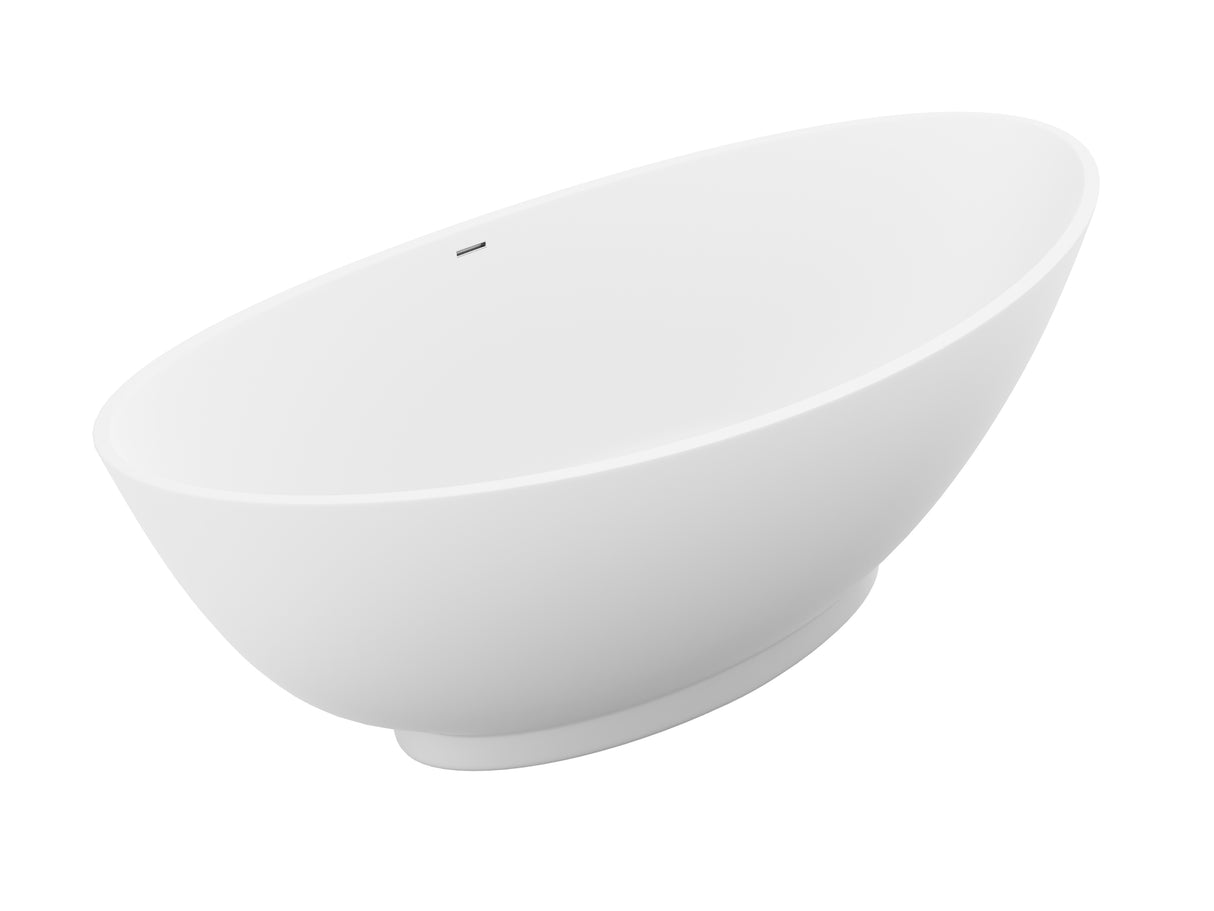 ANZZI FT-AZ508 Ala 6.2 ft. Solid Surface Center Drain Freestanding Bathtub in Matte White