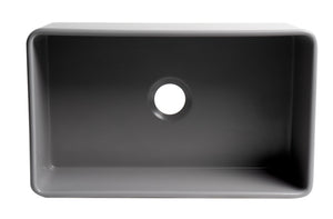 Gray Matte Smooth Apron 30" x 18" Single Bowl Fireclay Farm Sink