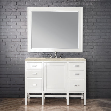 Addison 48" Single Vanity, Glossy White, w/ 3 CM Tajnar Eclos Top