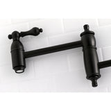 Kingston Brass KS3100AL Restoration Wall Mount Pot Filler Kitchen Faucet, Matte Black