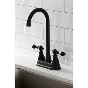 Kingston Brass KB490ACL American Classic Two-Handle High-Arc Bar Faucet, Matte Black