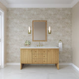 Hudson 60" Single Vanity, Light Natural Oak w/ 3 CM Ethereal Noctis Top w/ FreePower Wireless Charger