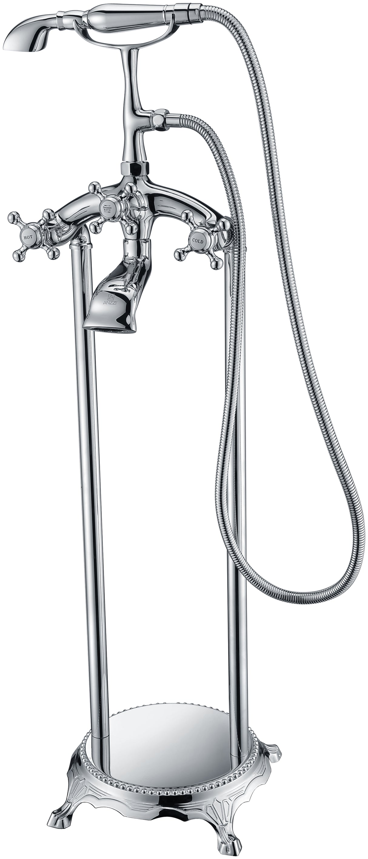 ANZZI FS-AZ0052CH Tugela 3-Handle Claw Foot Tub Faucet with Hand Shower in Polished Chrome