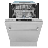 ZLINE 18 in. Compact Top Control Dishwasher with Fingerprint Resistant Panel and Traditional Handle, 52dBa (DW-SN-H-18)