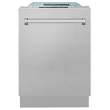 ZLINE 18 in. Compact Top Control Dishwasher with Fingerprint Resistant Panel and Traditional Handle, 52dBa (DW-SN-H-18)