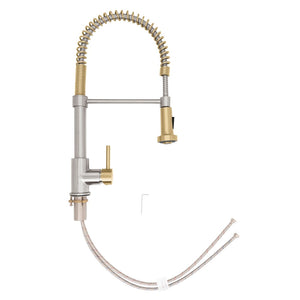 ZLINE Autograph Edition Apollo Pull Down Spring Single Handle Kitchen Faucet in Brushed Nickel and Champagne Bronze (APL-KF-ZBNCB)
