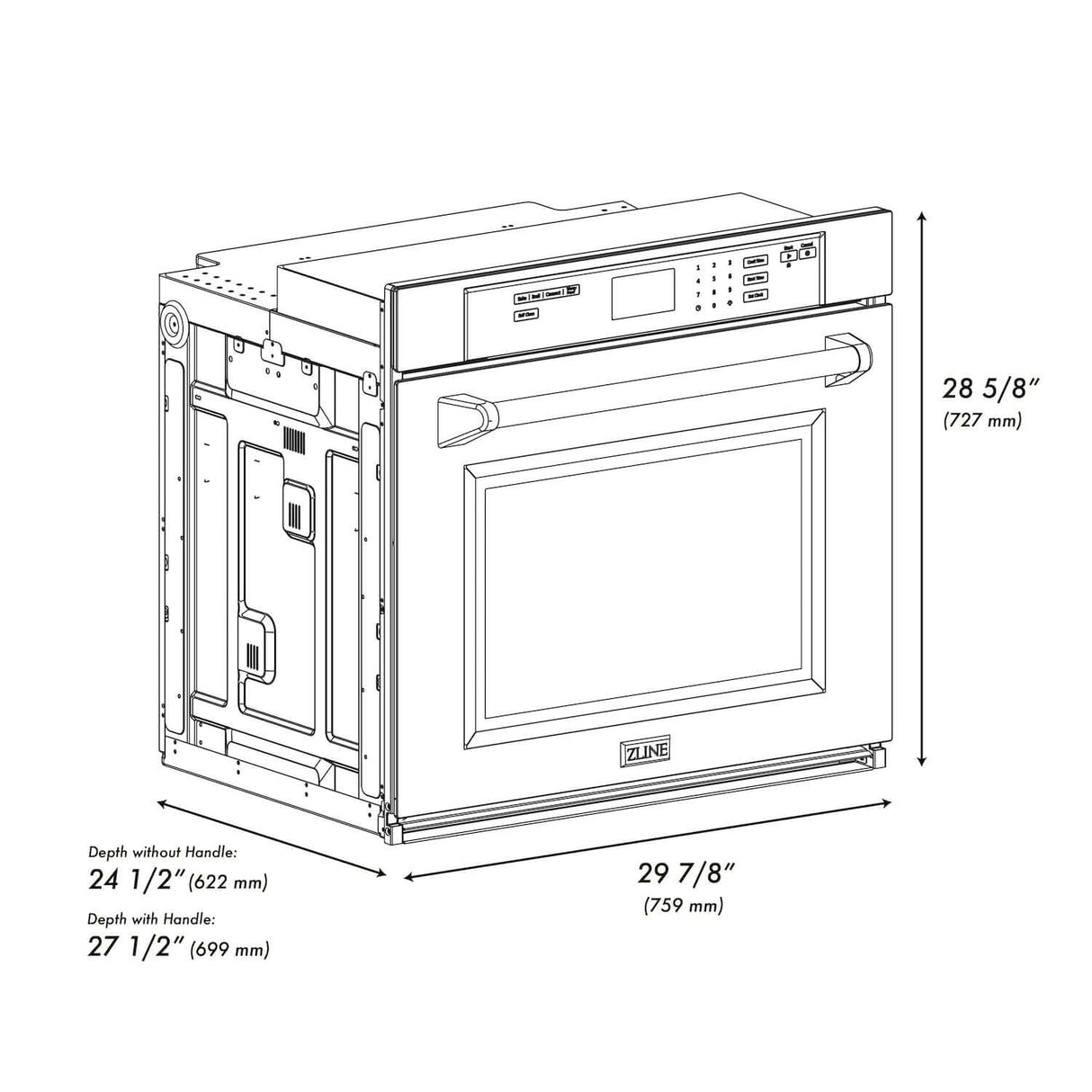 ZLINE Autograph Edition 30 in. Single Wall Oven with Self Clean and True Convection in Black Stainless Steel and Champagne Bronze Accents (AWSZ-30-BS-CB)