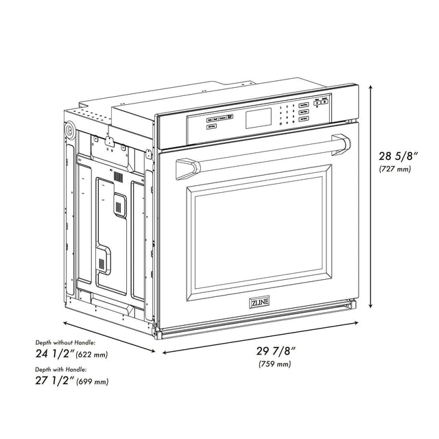 ZLINE Autograph Edition 30 in. Single Wall Oven with Self Clean and True Convection in Black Stainless Steel and Champagne Bronze Accents (AWSZ-30-BS-CB)