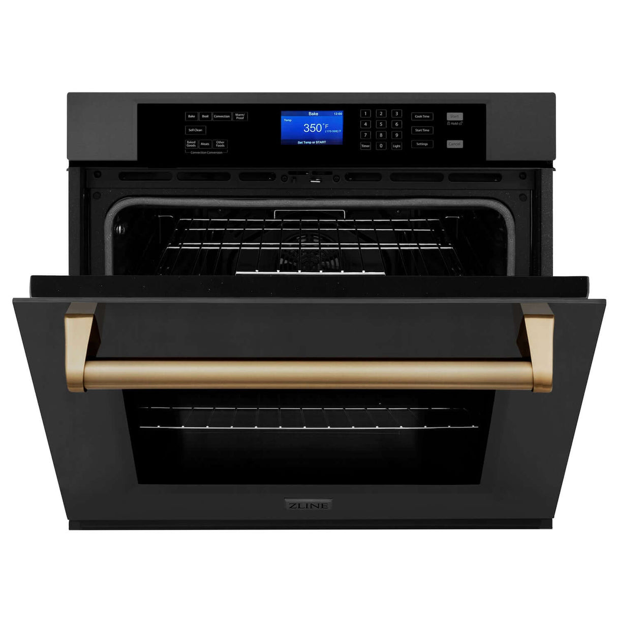 ZLINE Autograph Edition 30 in. Single Wall Oven with Self Clean and True Convection in Black Stainless Steel and Champagne Bronze Accents (AWSZ-30-BS-CB)