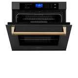 ZLINE Autograph Edition 30 in. Single Wall Oven with Self Clean and True Convection in Black Stainless Steel and Champagne Bronze Accents (AWSZ-30-BS-CB)