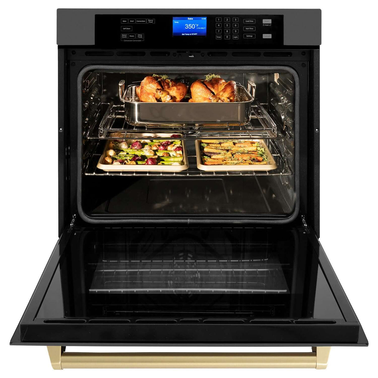 ZLINE Autograph Edition 30 in. Single Wall Oven with Self Clean and True Convection in Black Stainless Steel and Champagne Bronze Accents (AWSZ-30-BS-CB)