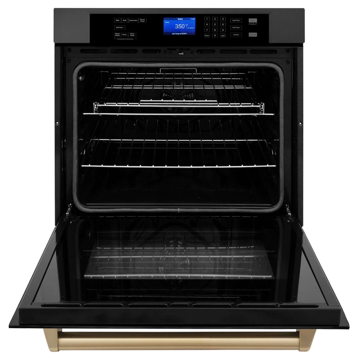 ZLINE Autograph Edition 30 in. Single Wall Oven with Self Clean and True Convection in Black Stainless Steel and Champagne Bronze Accents (AWSZ-30-BS-CB)