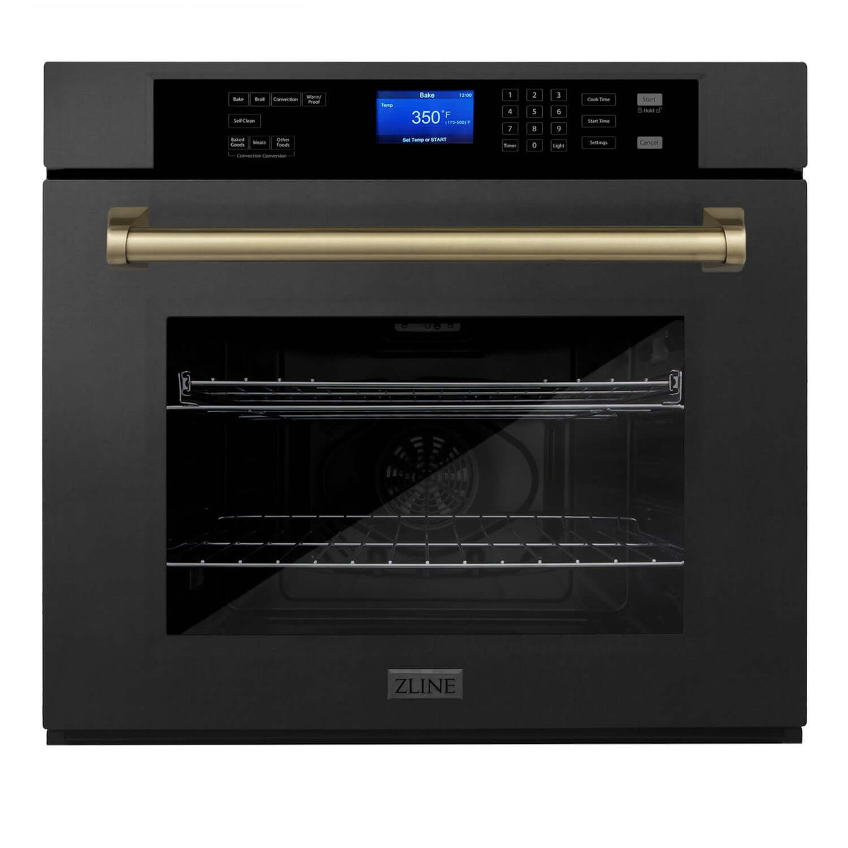 ZLINE Autograph Edition 30 in. Single Wall Oven with Self Clean and True Convection in Black Stainless Steel and Champagne Bronze Accents (AWSZ-30-BS-CB)