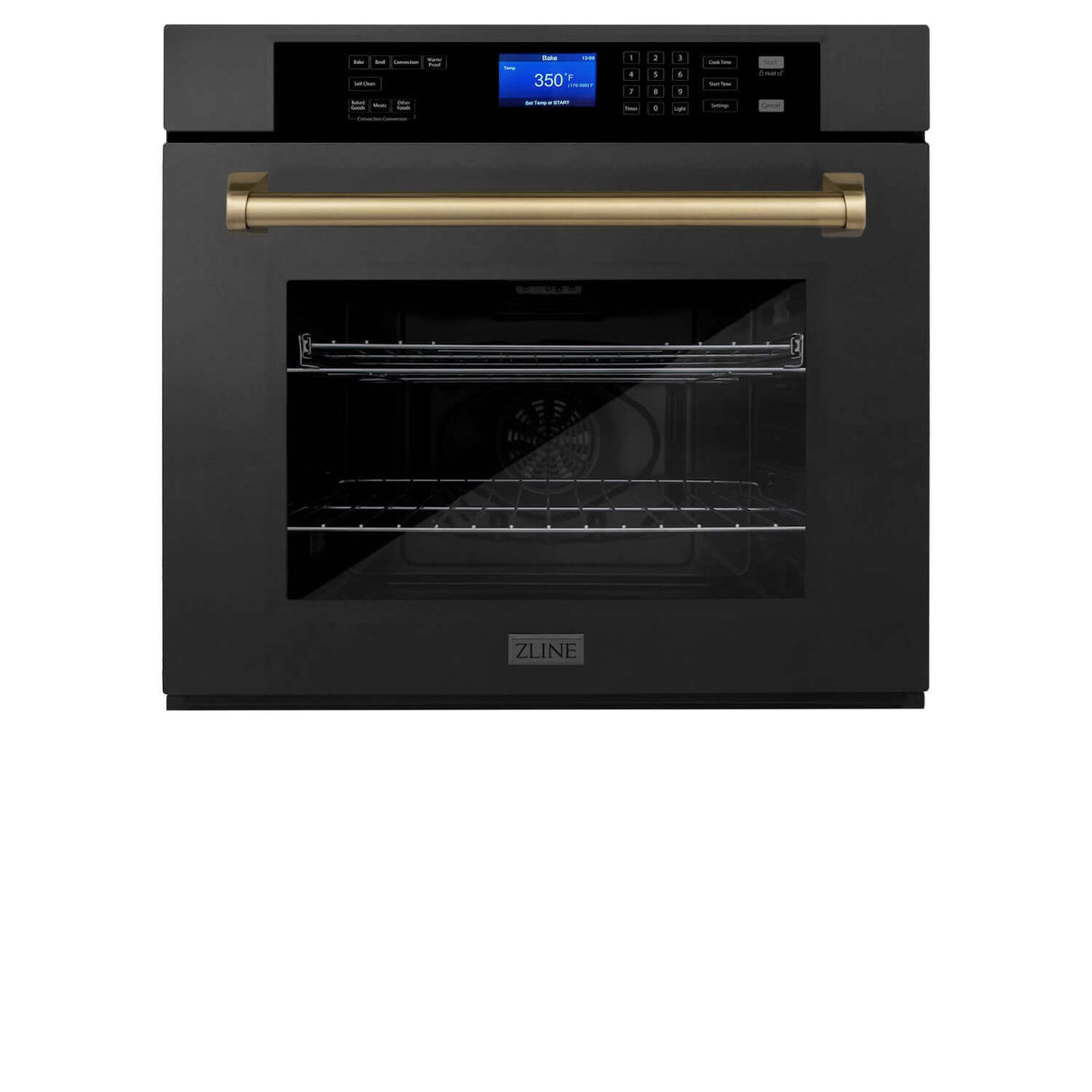 ZLINE Autograph Edition 30 in. Single Wall Oven with Self Clean and True Convection in Black Stainless Steel and Champagne Bronze Accents (AWSZ-30-BS-CB)