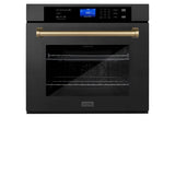 ZLINE Autograph Edition 30 in. Single Wall Oven with Self Clean and True Convection in Black Stainless Steel and Champagne Bronze Accents (AWSZ-30-BS-CB)