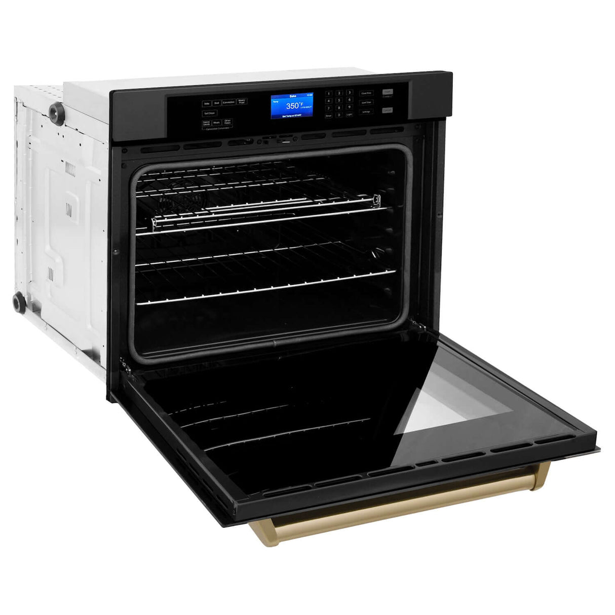 ZLINE Autograph Edition 30 in. Single Wall Oven with Self Clean and True Convection in Black Stainless Steel and Champagne Bronze Accents (AWSZ-30-BS-CB)