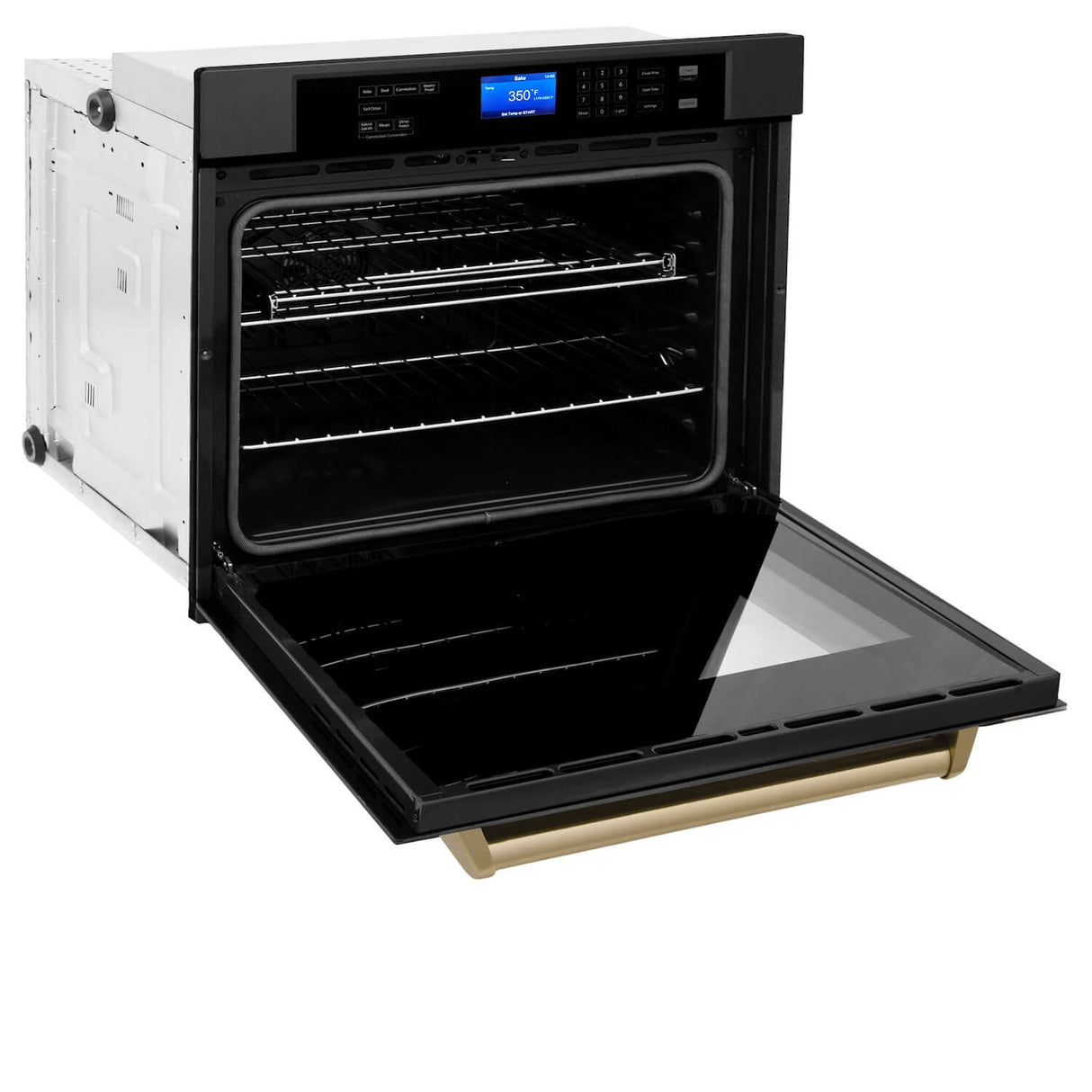 ZLINE Autograph Edition 30 in. Single Wall Oven with Self Clean and True Convection in Black Stainless Steel and Champagne Bronze Accents (AWSZ-30-BS-CB)