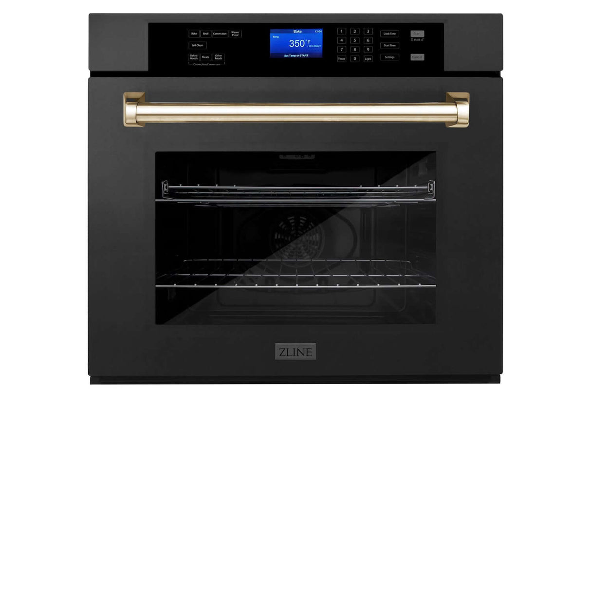 ZLINE Autograph Edition 30 in. Single Wall Oven with Self Clean and True Convection in Black Stainless Steel and Polished Gold Accents (AWSZ-30-BS-G)