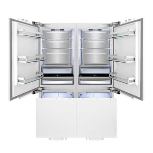 ZLINE Autograph Edition 60 in. 32.2 cu. ft. Panel Ready French Door Built-In Bottom Freezer Refrigerator with Water Dispenser and Ice Maker with Polished Gold Accents (RBIVZ-60-G)