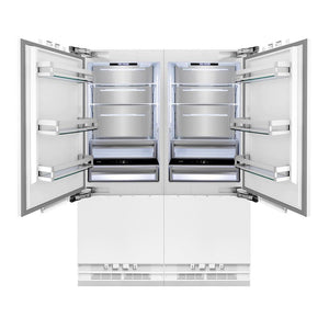 ZLINE Autograph Edition 60 in. 32.2 cu. ft. Panel Ready French Door Built-In Bottom Freezer Refrigerator with Water Dispenser and Ice Maker with Polished Gold Accents (RBIVZ-60-G)